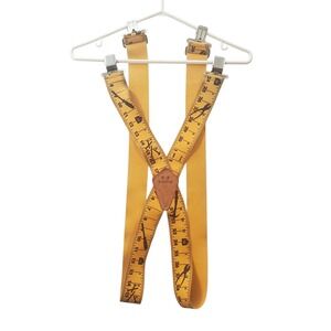 Kuny's SP-15 Yellow Tape Measure Tool Print Work Suspenders Heavy Duty X-Back